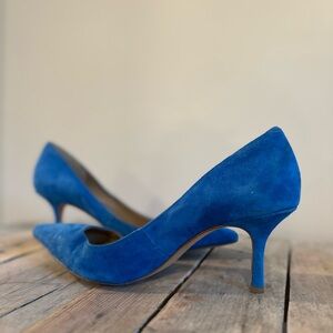 Saks Fifth Avenue Black Label Blue Suede Pumps